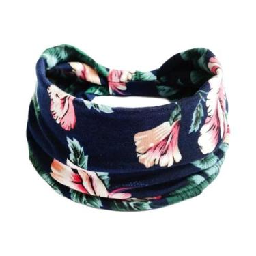 Imagem de Faixa De Cabelo Feminina Boho Com Estampa Floral, Larga, Antiderrapant