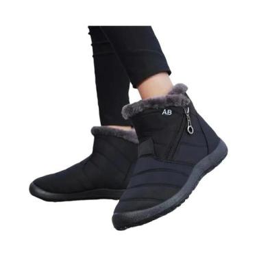 Imagem de Botas Esportivas Femininas Impermeáveis De Cano Médio Com Pelúcia E Zí