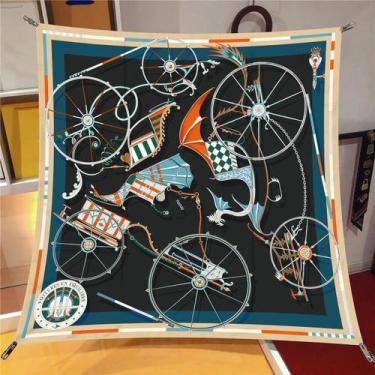 Imagem de Lenço De Seda Feminino 90x90cm, Bandana Quadrada De Moda, Xale, Hijab,