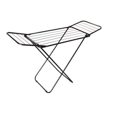 Imagem de Varal De Chão Com E Sem Abas Retrátil Em Aço Dobrável Reforçado Secagem Roupas 15kg(Preto Sem Abas)