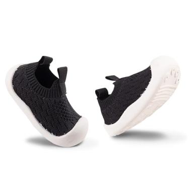 Imagem de Sapatos de caminhada para bebês, crianças, meninas, meninos, sola macia, respirável, de lona de algodão, leve, antiderrapante, seguro, sem cadarço, tênis casual, largo, sola de borracha, corrida ao ar