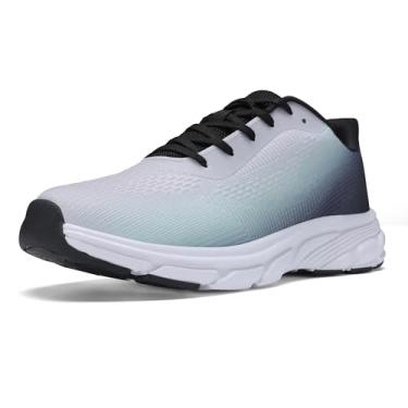 Imagem de Santiro Tênis masculino de corrida casual, leve, respirável, tênis de caminhada, Cinza - azul, 46