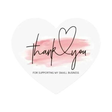 Imagem de Etiquetas De Agradecimento Em Forma De Coração Rosa 50 100 Unidades 5 