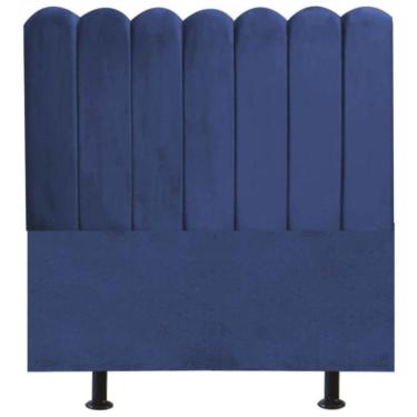 Imagem de Cabeceira Nuvem Cama Solteiro 90cm Alanis Suede Azul Marinho