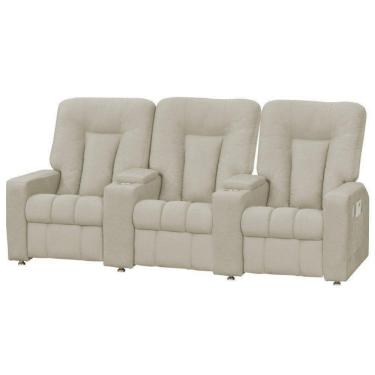 Imagem de Poltrona Tripla Reclinável Cinema Pena Bege
