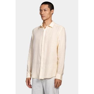Imagem de Camisa Aramis Manga Longa Slim em Linho Irlandês Amarelo-Masculino