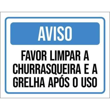 Imagem de Kit 10 Placas Aviso Favor Limpar Churrasqueira Grelha Uso - Sinalizo