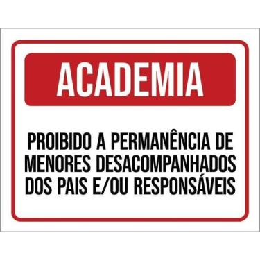 Imagem de Kit 10 Placa Acm Academia Menores Desacompanhados 18X23 - Sinalizo