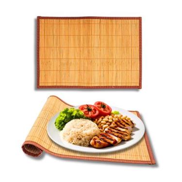 Imagem de Lugar Jogo Americano Bambu Com Borda Para Mesa de Jantar Posta Cozinha
