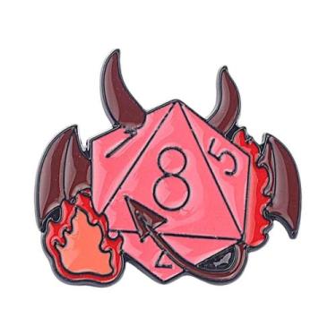 Imagem de Broche De Metal Esmaltado D20 Em Formato De Dado De Desenho Animado Cr