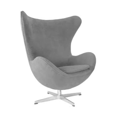 Imagem de Poltrona Egg Sem Puff Base Alumínio Em Sued Cinza