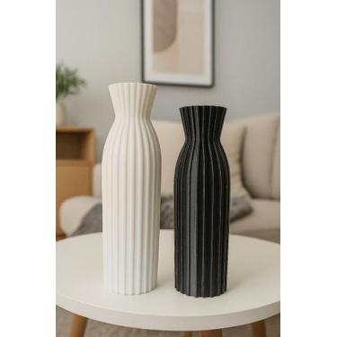 Imagem de Kit Par De Vasos Garrafa Decorativos Em 3d Altura 21 E 18cm - Atual Co