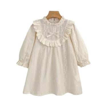 Imagem de Vestido De Princesa Para Bebês Meninas Com Laço, Gola De Boneca E Mang