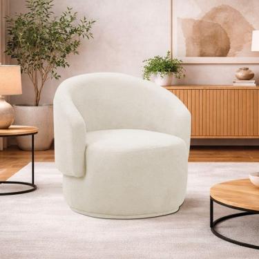 Imagem de Poltrona Decorativa Sala De Estar Recepção Jasmine Bouclé Cor Bege