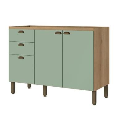 Imagem de Balcão de Pia 120 cm 2 Portas 3 Gavetas sem Tampo Finesse Capuccino Me