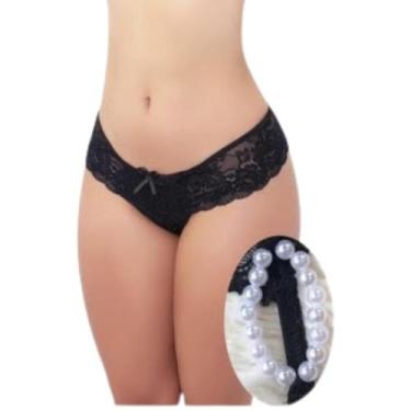 Imagem de Calcinha Tailandesa Fio Dental Com Pérolas Tanga Sexy - Mi Amore, Pret