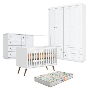 Imagem de Quarto de Bebê Americano 4 Portas com Berço Americano Q Encanto 3820 R