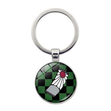 Imagem de Pingente de chaveiro Demon Slayer Tanjiro com padrão quadriculado