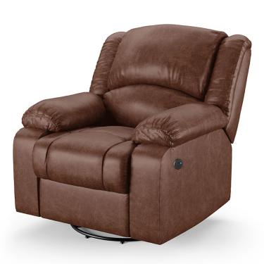 Imagem de Poltrona Do Papai Reclinável Melim Glider Giratória Usb Couro Sintético Marrom D'Rossi