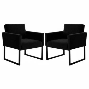 Imagem de Kit 2 Poltronas para Recepção Lina com Base de Ferro Preto Resistente 