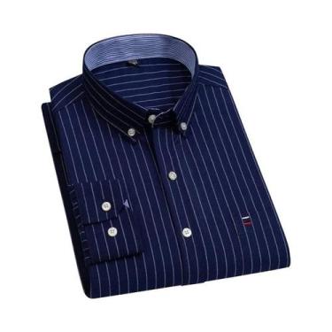 Imagem de Camisa Casual De Negócios Masculina De Manga Longa Em Algodão Oxford X