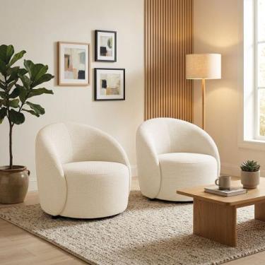 Imagem de Poltrona Sala Orgânica Lua Base Fixa Kit 2 Napoli Impermeável D03 - D 