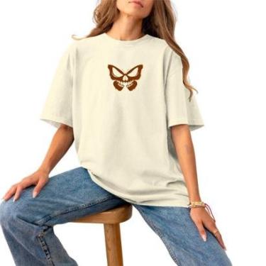 Imagem de Blusa Feminina Plus Size Casual 100% Algodão Basica Estampada Moda Slim Premium Butter Marrom-Feminino