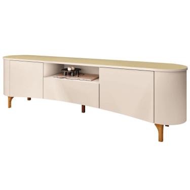 Imagem de Rack Para Sala de Estar TV 80 Pol Orgânico 201cm Martina B01 Off White Champanhe - Lyam Decor