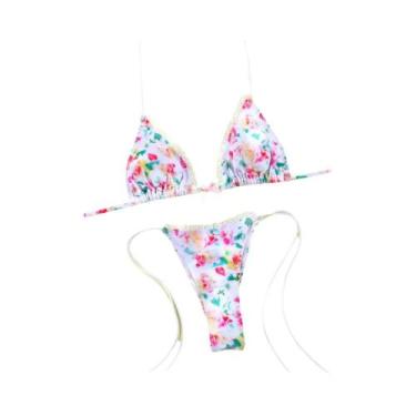 Imagem de Conjunto De Biquíni Sexy Com Estampa E Tiras Para Mulheres, Micro Triâ