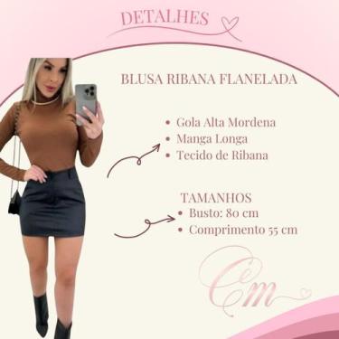 Imagem de Blusa Ribana Flanelada Gola Alta - CHARM MODELL, Marrom, UN