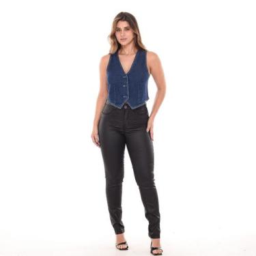 Imagem de Calça Básica Feminina Skinny Tendência Europa Moda Casual - Black Jean