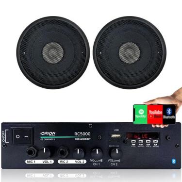 Imagem de Amplificador Som Ambiente Bt 2ch 150w + 2 Caixas 5  Teto Pto - ORION