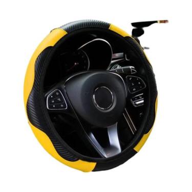 Imagem de Capa De Volante De Carro Em Couro De Fibra De Carbono PU De 14.5-15 Po