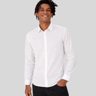 Imagem de Camisa Básica Tradicional Masculina Em Tricoline Malwee, G, Branco