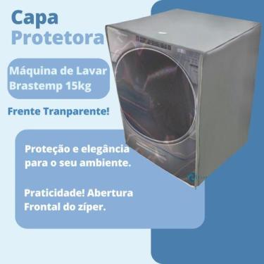 Imagem de Capa para máquina de lavar abertura frontal brastemp 15kg transparente