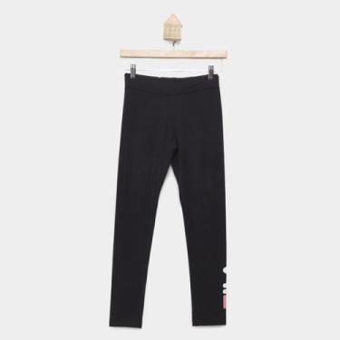 Imagem de Calça Legging Infantil Fila Letter Fun II Menina, Preto, Rosa, 10A