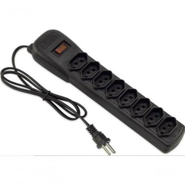 Imagem de Filtro De Linha - 8 Tomadas - Tripolar - Bivolt - Force Line - Preto -