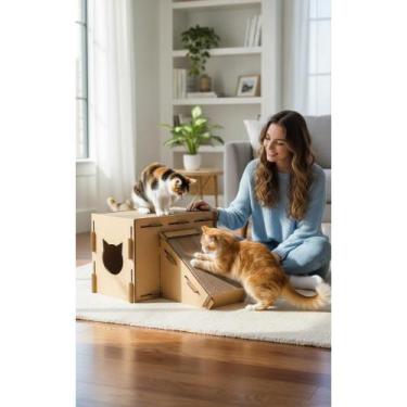 Imagem de Arranhador Gato Resistente: Toca + Rampa Anti Estresse - Congratulatio