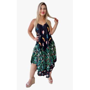 Imagem de Vestido Feminino Indiano Alça Trapézio C/Regulagem e Bolso Plus Size-C