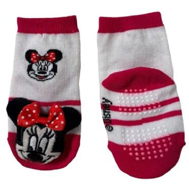 Imagem de Kit 2 Par Meia Antiderrapante Jolitex Bebê Disney Baby Com Chocalho Mi