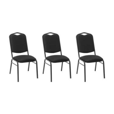 Imagem de Kit com 3 Cadeiras de Auditório/Escritório Estofadas 44cm Multimóveis 