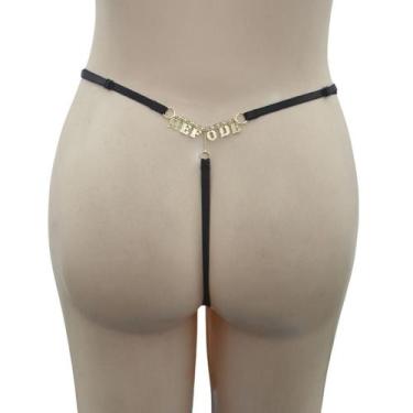 Imagem de Calcinha fio dental sensual safadinha intima delas, ME FODE, Preto