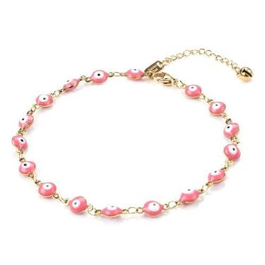 Imagem de Bracelete Aco Inoxdavel Olho Grego Amuleto Banhado Ouro 18K-Pulseira F