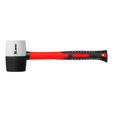 Imagem de Martelo de Borracha 450g 111719 para Montagem e Acabamento Preto e Branco com Cabo Fibra de Vidro MTX