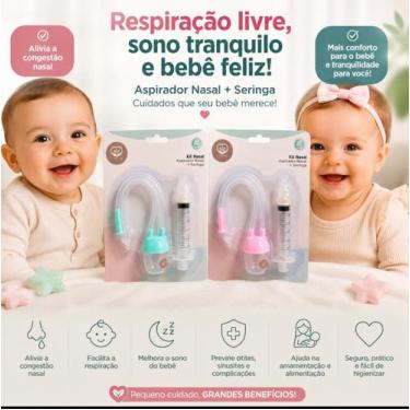 Imagem de Kit Aspirador Nasal Seringa Infantil 10ml Para Bebê Limpa Nariz Higien