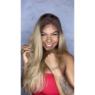 Imagem de Peruca Lace Front Cabelo Humano Rosana - 55 cm - Loiro Ombré - Cia dos
