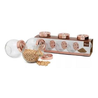 Imagem de Conjunto Porta Temperos 3 Potes De Vidro Condimentos Cozinha - Wincy