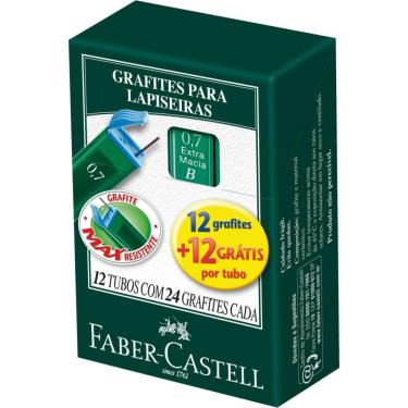 Imagem de Grafite para Lapiseira Faber-Castell Polymer B 0.7MM 12 Tubos com 12 Unidades Cada Alta Resistência