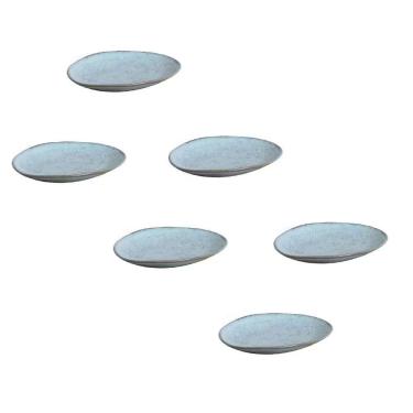 Imagem de Conjunto de Pratos de Sobremesa Ovais Breeze Cerâmica Stoneware Artesanal Esmalte Reagente Porto Brasil