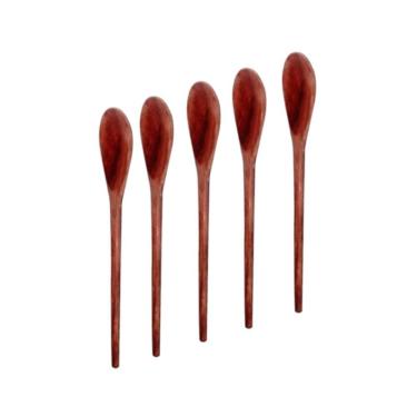 Imagem de Kit 5 Colheres de Pau Madeira Média 38CM para Mexer Sopas Molhos e Massas Colher de Pau